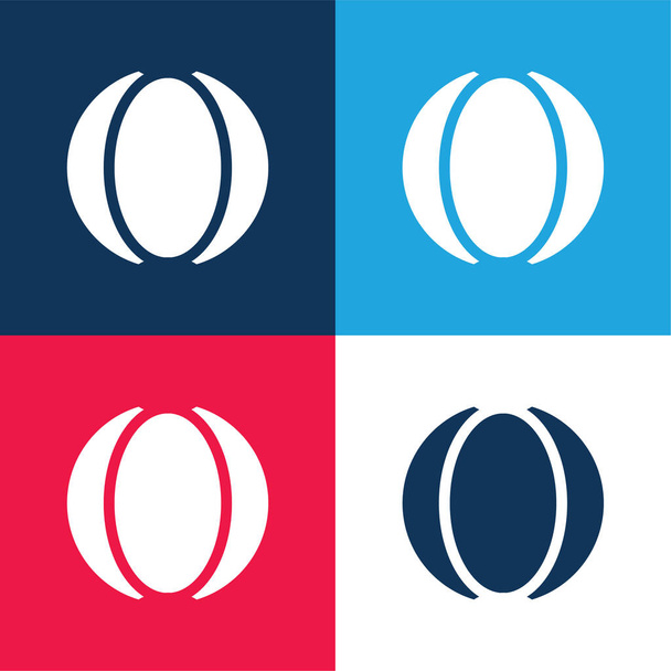 Bola azul e vermelho conjunto de ícone mínimo de quatro cores - Vetor, Imagem