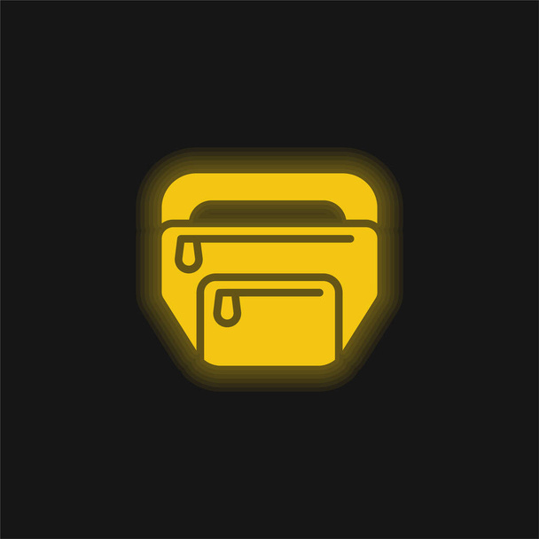 Gordel Pouch geel gloeiende neon pictogram - Vector, afbeelding