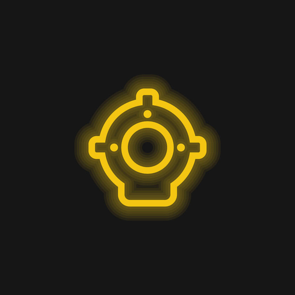 Aqualung amarillo brillante icono de neón - Vector, Imagen