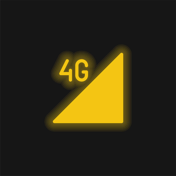 ícone de néon brilhante amarelo 4g - Vetor, Imagem
