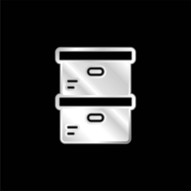 Boîtes icône métallique argentée - Vecteur, image