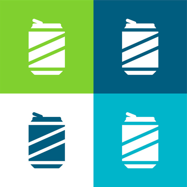 Bier Vlak vier kleuren minimale pictogram set - Vector, afbeelding