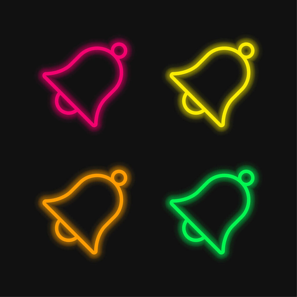 Campana quattro colori luminosi icona vettoriale al neon - Vettoriali, immagini