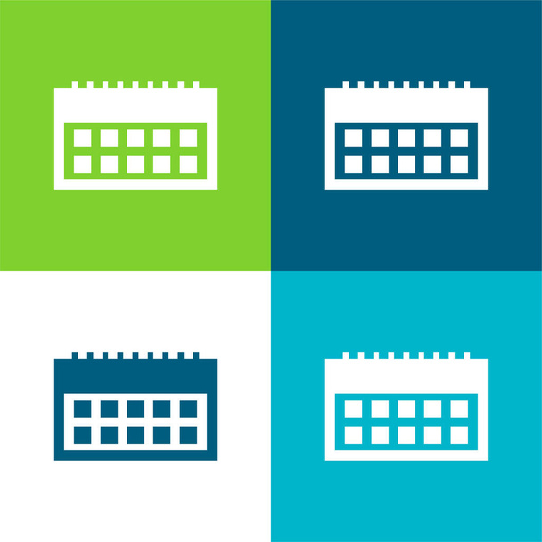Плоский четырехцветный минимальный набор значков календаря - Вектор,изображение