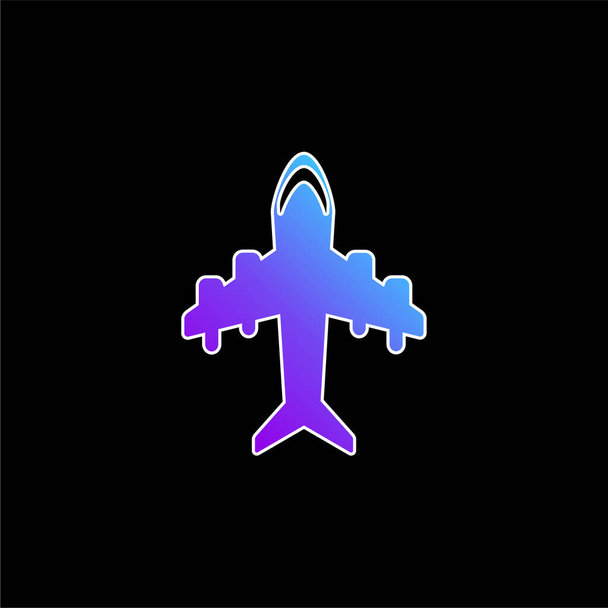 Avion avec quatre grands moteurs bleu gradient icône vectorielle - Vecteur, image