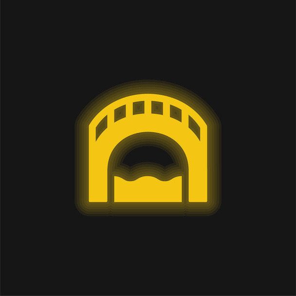 Pont jaune brillant icône néon - Vecteur, image