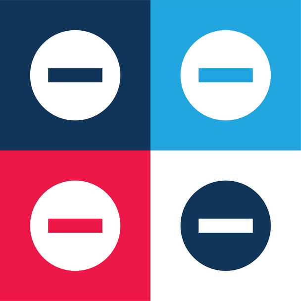 Blocked Sign blue and red four color minimal icon set - Vector, Image