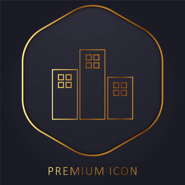 Mieszkanie Budynki złota linia logo premium lub ikona - Wektor, obraz