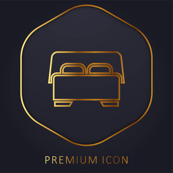 Cama línea dorada logotipo premium o icono - Vector, imagen