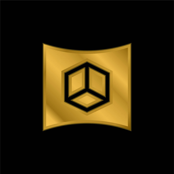 3d Wyświetlacz złoty metaliczna ikona lub wektor logo - Wektor, obraz