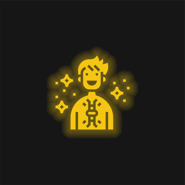 Antitestek sárga izzó neon ikon - Vektor, kép