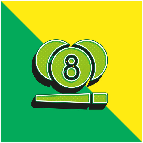 Μπιλιάρδο Πράσινο και κίτρινο σύγχρονο 3d διάνυσμα εικονίδιο λογότυπο - Διάνυσμα, εικόνα