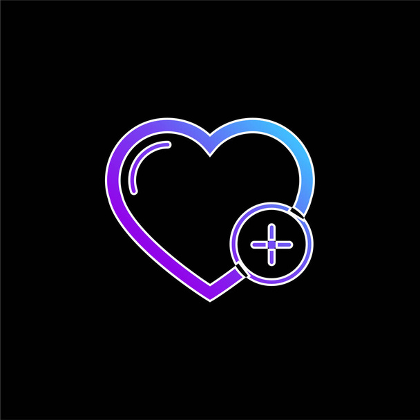 Añadir un corazón o un icono de vector de degradado azul - Vector, Imagen