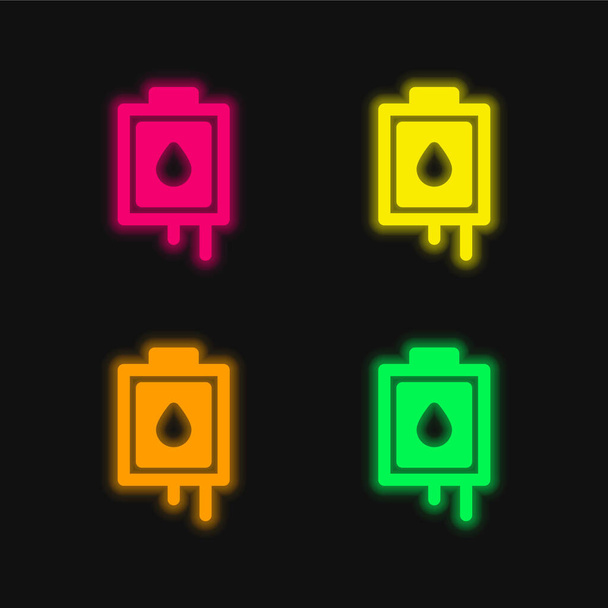 Krev čtyři barvy zářící neonový vektor ikona - Vektor, obrázek
