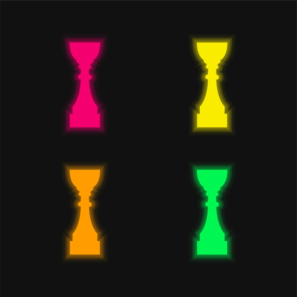 Награда Кубок Высокий черный силуэт четыре цвета светящийся неоновый вектор значок - Вектор,изображение