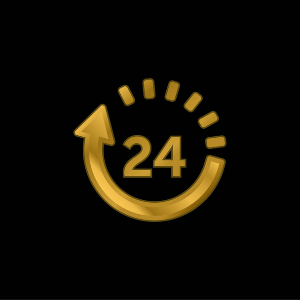 24 Horas de entrega chapado en oro icono metálico o logo vector - Vector, imagen