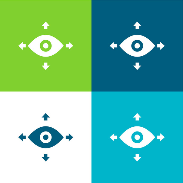 Conjunto de iconos mínimo de cuatro colores 360 View Flat - Vector, Imagen