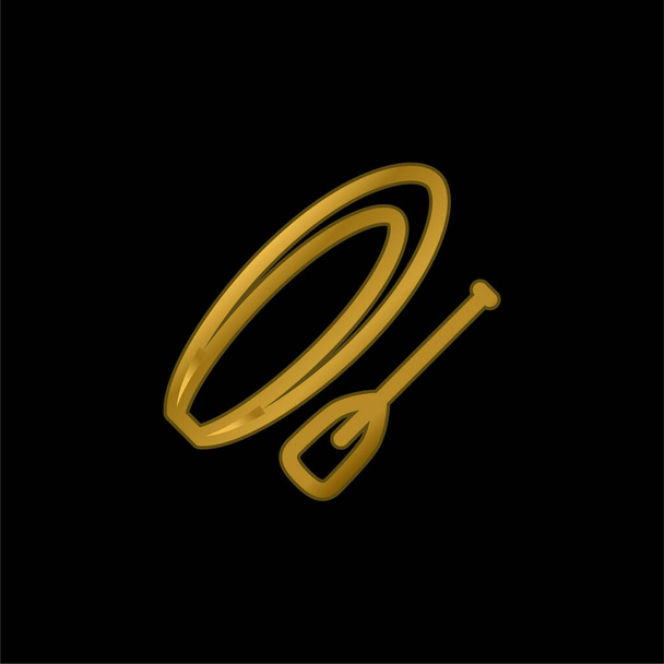 Човен і замочити золотий металевий значок або логотип вектор
 - Вектор, зображення