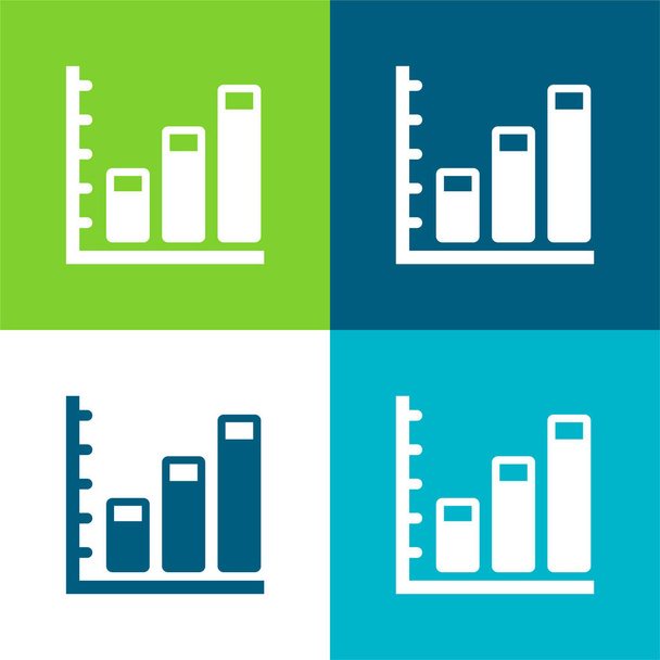 Estatísticas de negócios ascendentes Gráfico Plano de quatro cores conjunto de ícones mínimos - Vetor, Imagem