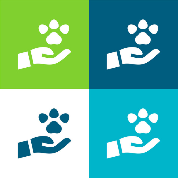 Animal Flat Minimal Icon Set mit vier Farben - Vektor, Bild