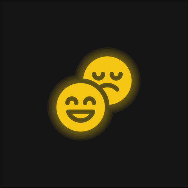 態度黄色の輝くネオンアイコン - ベクター画像