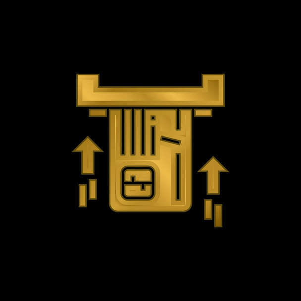 Złoty wektor metalicznej ikony ATM lub logo - Wektor, obraz