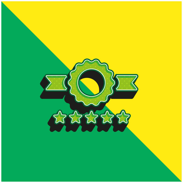 Abzeichen Grünes und gelbes modernes 3D-Vektor-Symbol-Logo - Vektor, Bild
