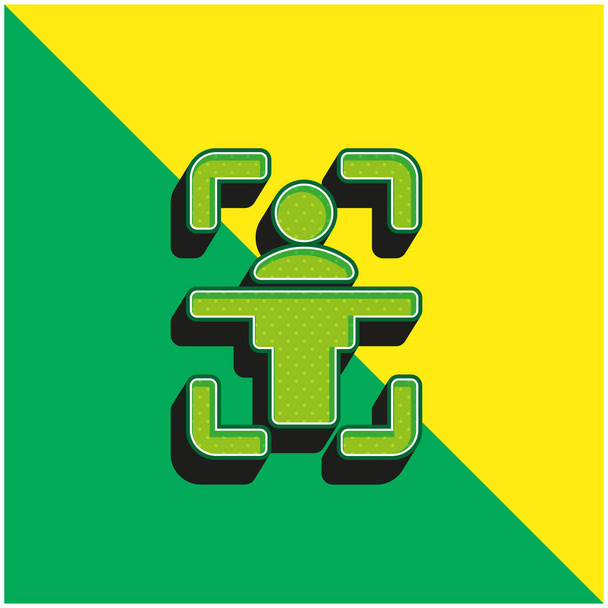 Escaneo del cuerpo verde y amarillo moderno vector 3d icono logotipo - Vector, imagen