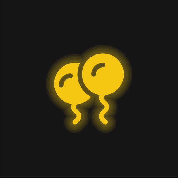 Globo amarillo brillante icono de neón - Vector, Imagen
