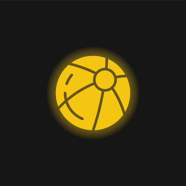 Palla giallo brillante icona al neon - Vettoriali, immagini