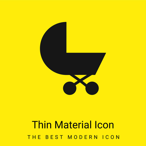 Baby Carriage minimal bright yellow material icon - Vector, Image