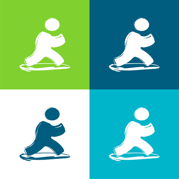 AIM Sketched Social Logo Επίπεδη τεσσάρων χρωμάτων ελάχιστη σύνολο εικονιδίων - Διάνυσμα, εικόνα