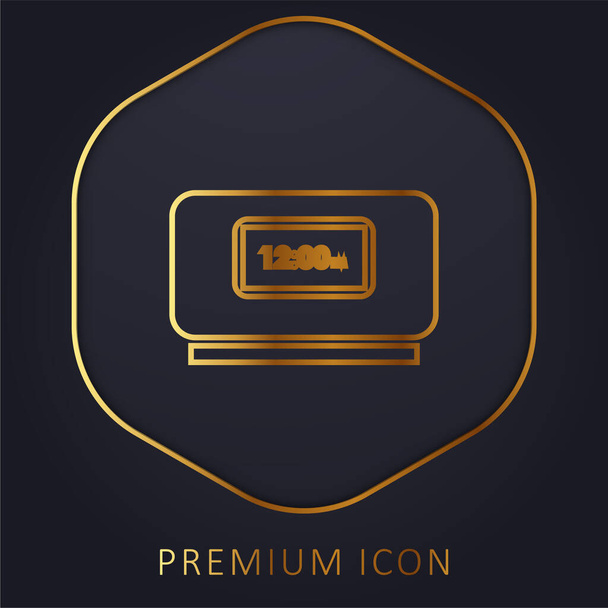 Reloj despertador línea dorada logotipo premium o icono - Vector, Imagen