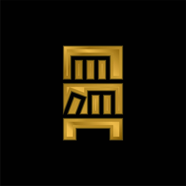Librería chapado en oro icono metálico o logo vector - Vector, Imagen