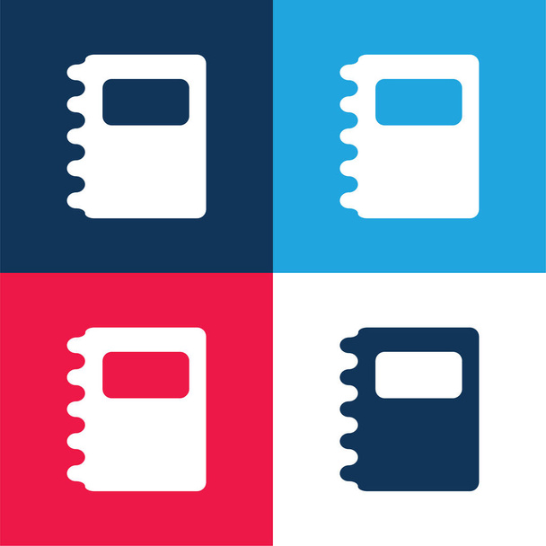 Agenda azul y rojo conjunto de iconos mínimo de cuatro colores - Vector, Imagen
