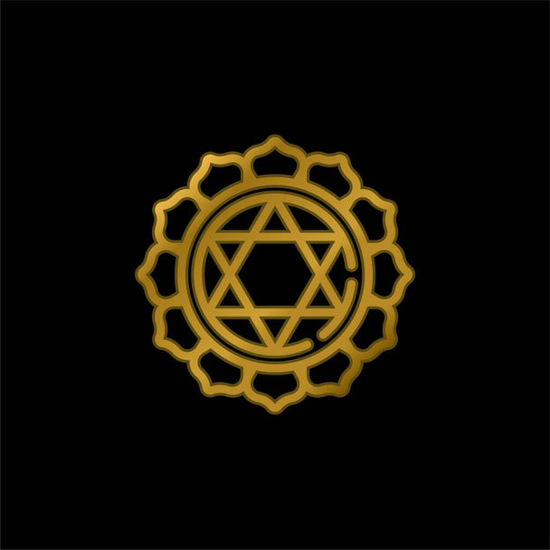 Anahata gold plated metalic icon or logo vector - Vector, Image