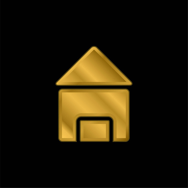 Μαύρο σπίτι επιχρυσωμένο μέταλλο εικονίδιο ή το λογότυπο διάνυσμα - Διάνυσμα, εικόνα