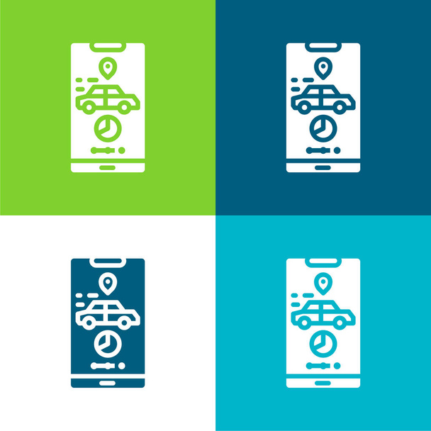 Applicazione Set di icone minime a quattro colori piatti - Vettoriali, immagini