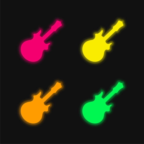 Basszus négy színű izzó neon vektor ikon - Vektor, kép