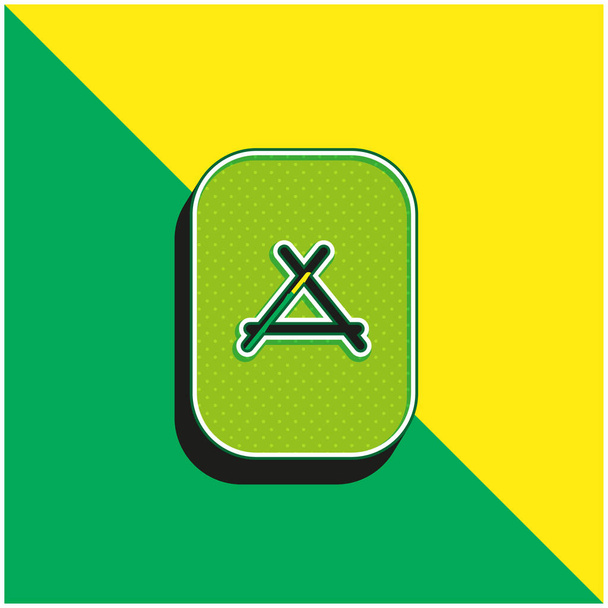 Apps Store Verde e amarelo moderno logotipo do ícone do vetor 3d - Vetor, Imagem