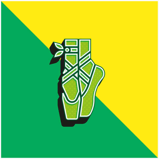 Балет Зеленый и желтый современный 3D логотип векторной иконы - Вектор,изображение