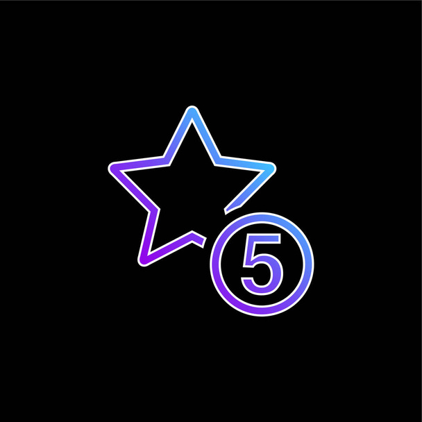 5 Estrelas sinal ícone do vetor gradiente azul - Vetor, Imagem