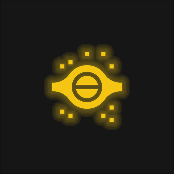 Agujero negro amarillo brillante icono de neón - Vector, Imagen