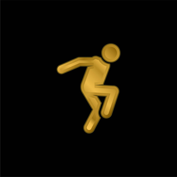 Breakdance gold plated metalic icon or logo vector - Vector, Image