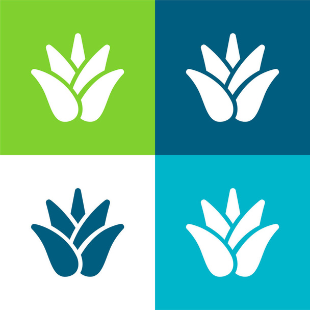 Set di icone minime a quattro colori Agave Flat - Vettoriali, immagini