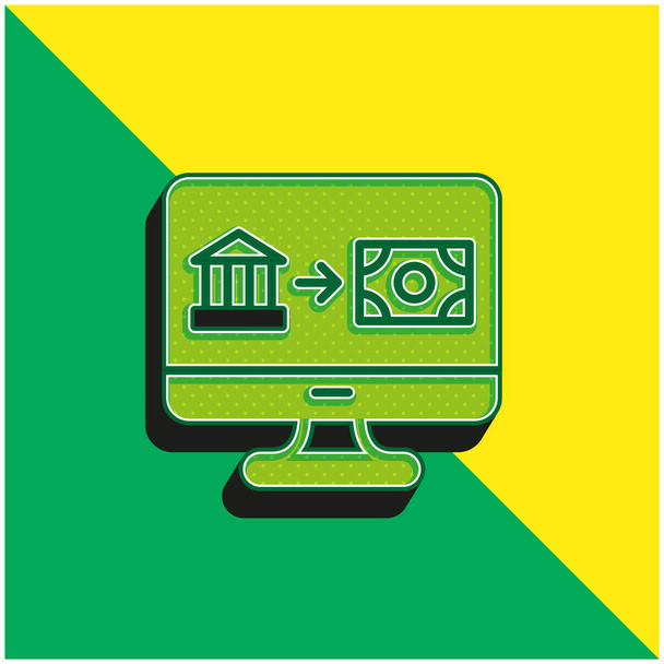 Transferencia bancaria verde y amarillo moderno vector 3d icono del logotipo - Vector, Imagen