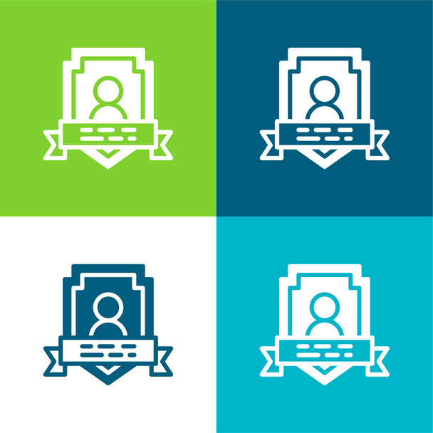Odznaky Byt čtyři barvy minimální ikona nastavena - Vektor, obrázek