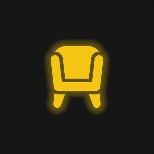 肘掛け椅子黄色の輝くネオンアイコン - ベクター画像