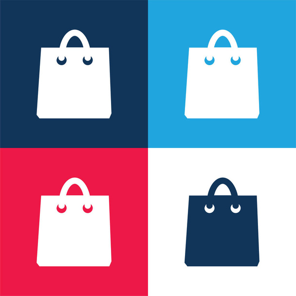 Černá nákupní taška Nástroj modrá a červená čtyři barvy minimální ikona sada - Vektor, obrázek