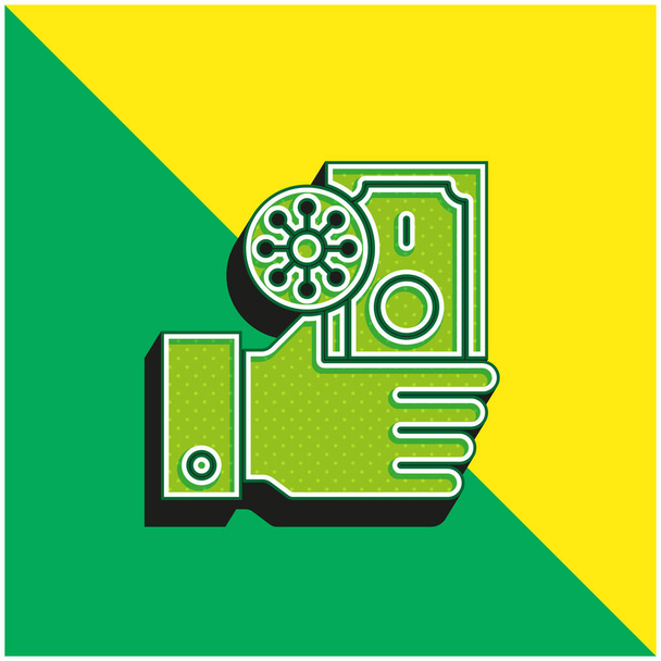 銀行券緑と黄色の現代的な3Dベクトルのアイコンのロゴ - ベクター画像